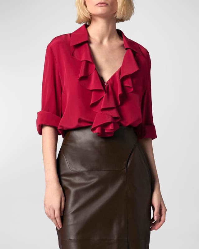 Mathilda Ruffle Silk Blous